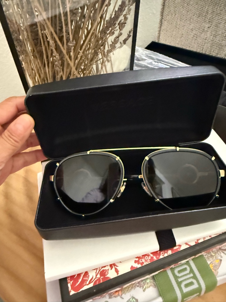 Versace Black & Gold Pilot Sunglasses
